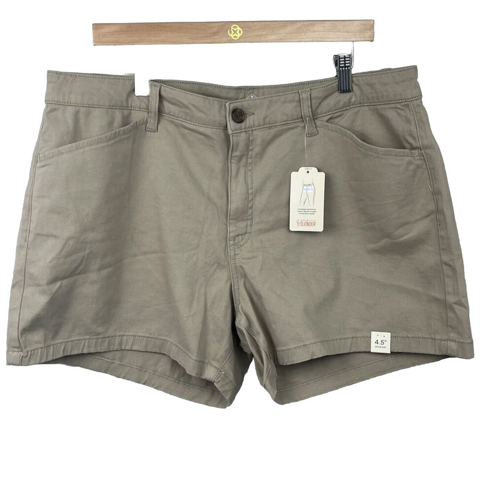 St Johns Bay Chino Shorts Women's 18P Tan Secretly Slender Petite NWT